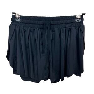 Black Elastic Waist Lightweight Womens Shorts L/12 By Letao Tao